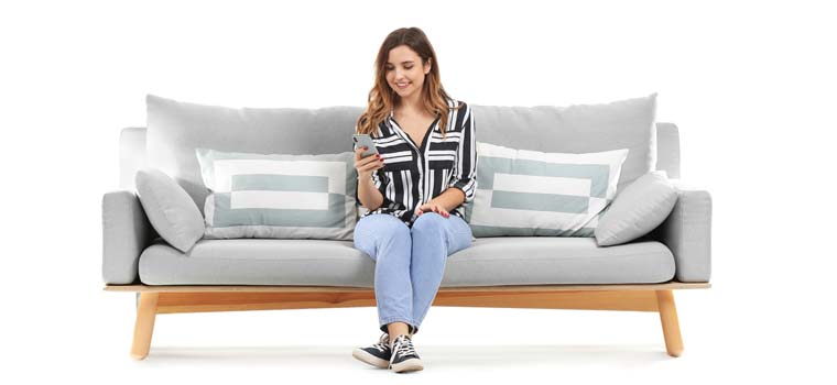 Lady Looking At HVAC Deals On Phone