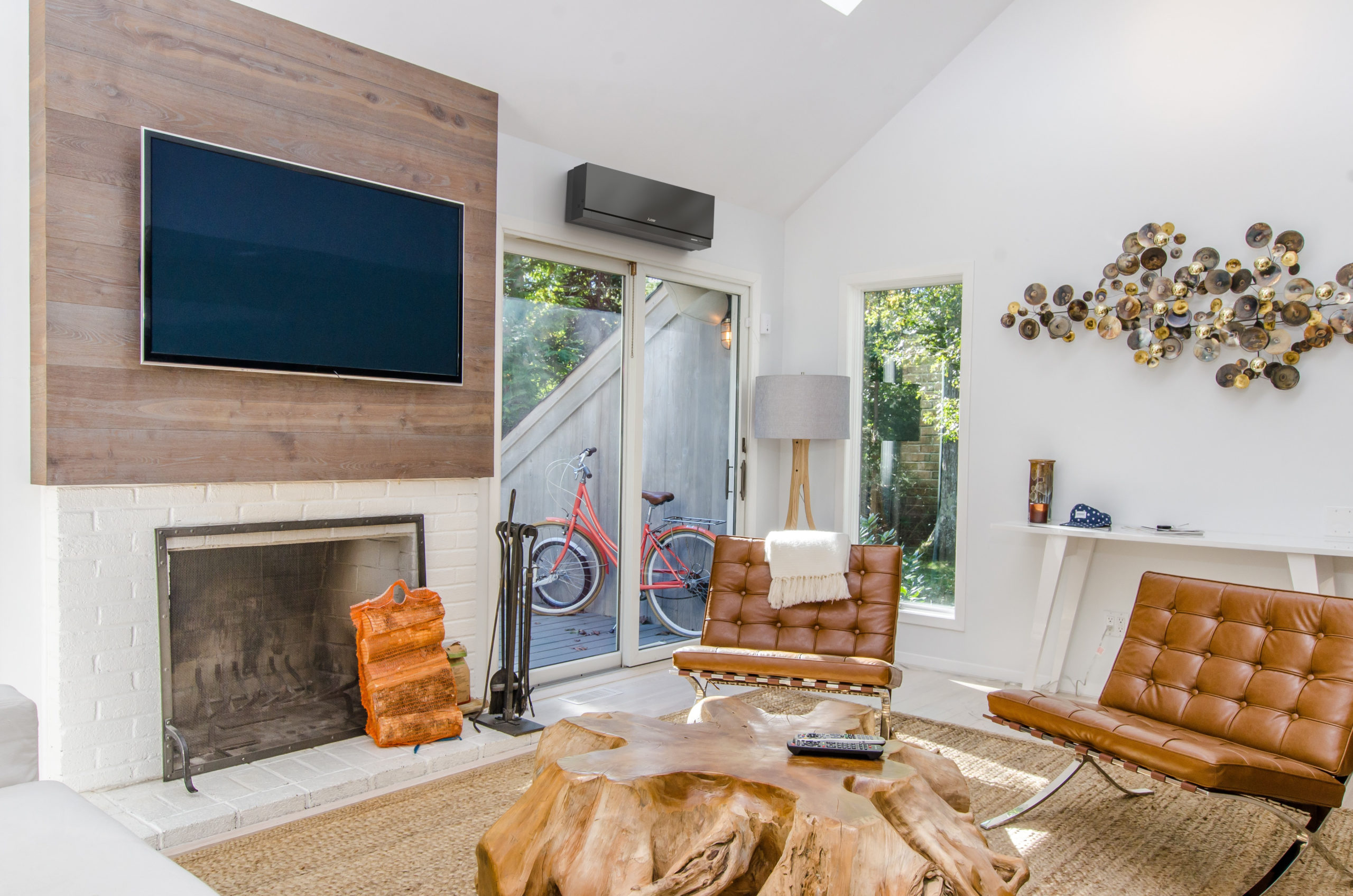 Living Room with Ductless Heat pump Wall Mount